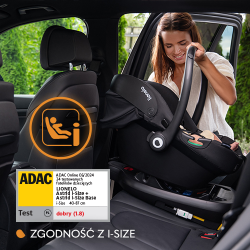 lionelo Astrid i-Size Set Black Grey — Fotelik samochodowy z bazą ISOFIX